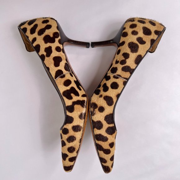 Tory Burch Elizabeth Beige Calf Hair Leopard Print Point Toe Stiletto Pumps 7.5 - Picture 5 of 15